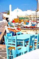 Image showing table in santorini  restaurant chair  