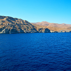 Image showing from the boat sea and sky in mediterranean sea santorini greece 