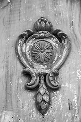 Image showing  traditional   door    in italy   ancian wood and traditional  t