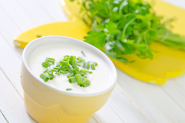 Image showing sour cream with green onion