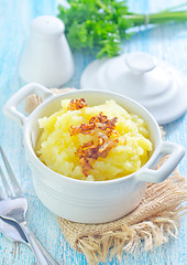 Image showing mashed potato with fried onion