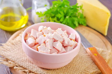 Image showing ingredients for salad, chicken and cheese