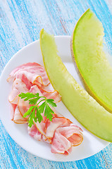 Image showing melon with ham