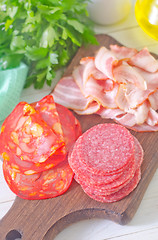 Image showing salami and bacon