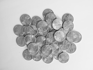 Image showing Black and white Dollar coins 1 cent