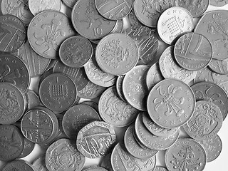 Image showing Black and white Pound coins