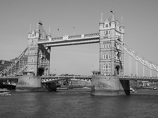 Image showing Black and white Tower Bridge in London