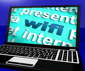 Image showing Wifi Laptop Shows Internet Hotspot Wi-fi Access Or Connection