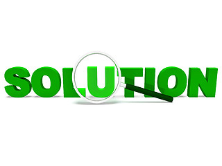 Image showing Solution Word Shows Solve Resolve Succeed And Solved