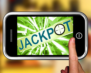 Image showing Jackpot On Smartphone Showing Target Gambling