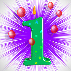 Image showing Number One Party Shows One Year Anniversary Or Birthday