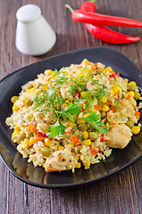 Image showing rice with meat and vegetables