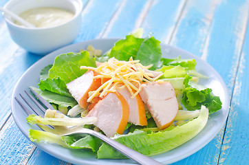 Image showing fresh salad with chicken and cheese