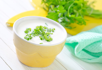 Image showing sour cream with green onion