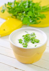 Image showing sour cream with green onion