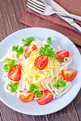 Image showing pasta with cheese and tomato