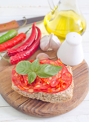 Image showing bread with salami