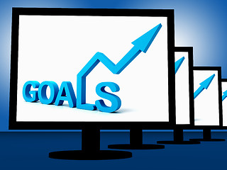 Image showing Goals On Monitors Showing Company\'s Targets