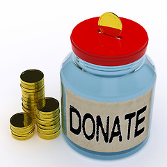 Image showing Donate Jar Means Fundraiser Charity And Giving