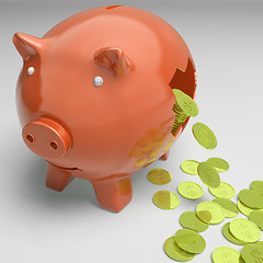 Image showing Broken Piggybank Showing Wealthy Profits