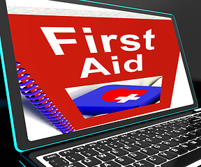 Image showing First Aid On Laptop Shows Medical Assistance