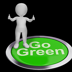 Image showing Go Green Button Showing Recycling And Eco Friendly