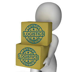 Image showing Logistics Boxes Mean Packaging Transport And Delivery