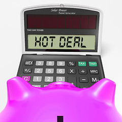 Image showing Hot Deal Calculator Shows Bargain Or Promo