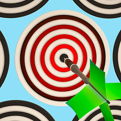 Image showing Bulls eye Target Shows Focused Successful Aim
