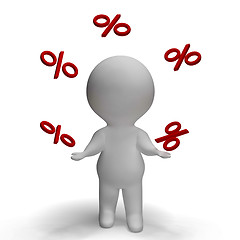 Image showing Juggling Percent Sign With 3d Man Climbing Showing Percentage