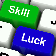 Image showing Skill And Luck Keys Mean Strategy Or Chance