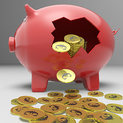 Image showing Broken Piggybank Showing European Savings
