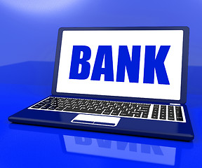 Image showing Bank On Laptop Shows Online Or Electronic Banking