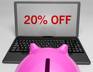 Image showing Twenty Percent Off On Notebook Showing Sales