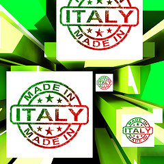 Image showing Made In Italy On Cubes Shows Italian Manufacture