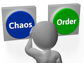 Image showing Chaos Order Buttons Show Disorder Or Management
