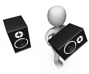 Image showing Loudspeakers Character Shows Loud Speakers Music Disco Or Party