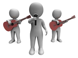 Image showing Singer And Guitar Players Shows Band Concert Or Performing