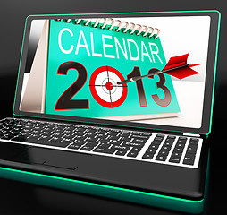 Image showing Calendar 2013 On Laptop Shows Online Predictions