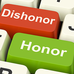 Image showing Dishonor Honor Keys Shows Integrity And Morals