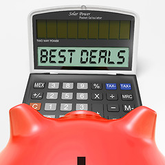 Image showing Best Deals Calculator Means Great Buy And Savings