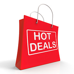 Image showing Hot Deals On Shopping Bags Shows Bargains Sale And Save