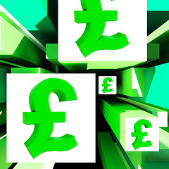 Image showing Pound Symbol On Cubes Shows Britain Currency