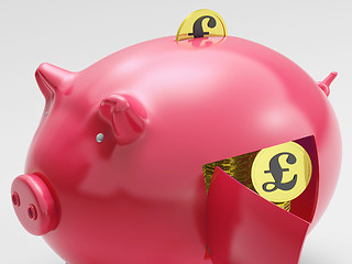 Image showing Pound In Piggy Shows Currency And Investment