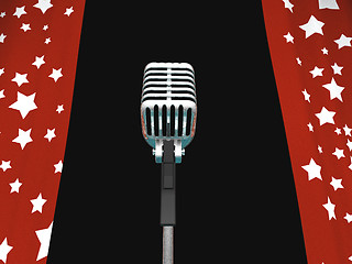 Image showing Microphone And Curtains Shows Concerts Or Talent Competition