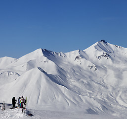 Image showing Top of ski slope at nice sun day