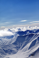 Image showing Winter Caucasus Mountains in evening