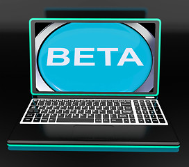 Image showing Beta On Laptop Shows Online Trial Software Or Development