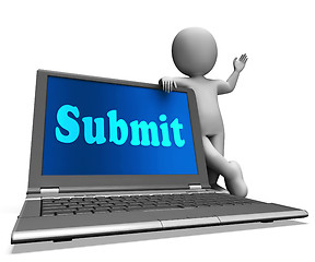 Image showing Submit Laptop Shows Submitting Submissions Or Applications