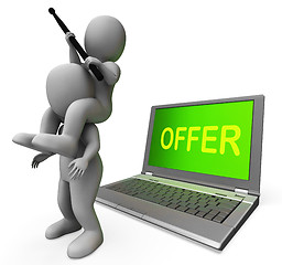 Image showing Offer Characters Laptop Shows Discounts Discounting And Reductio